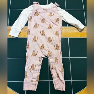Hanna Andersson Leopards in Pink Overall Set 85cm 2T